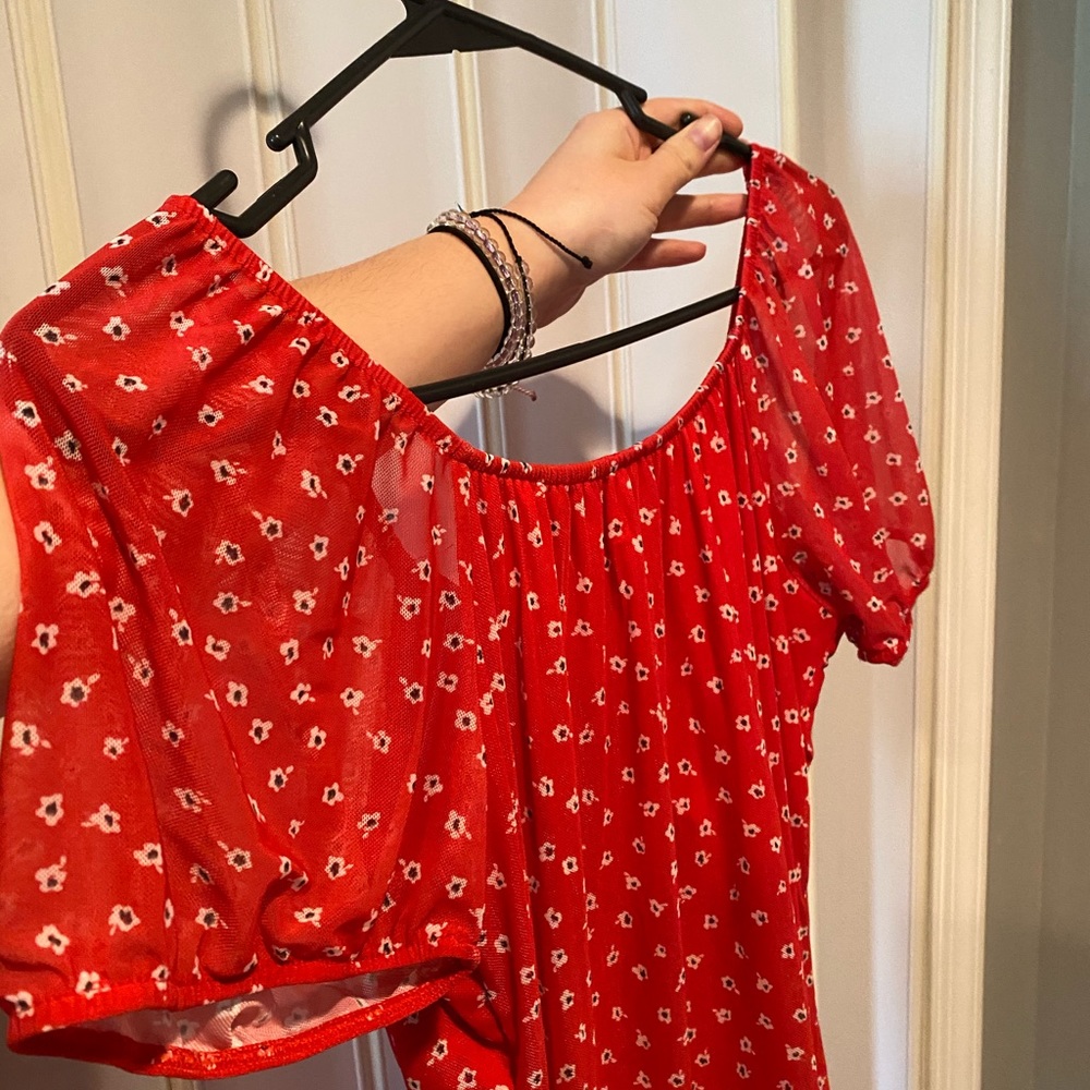 Red floral dress